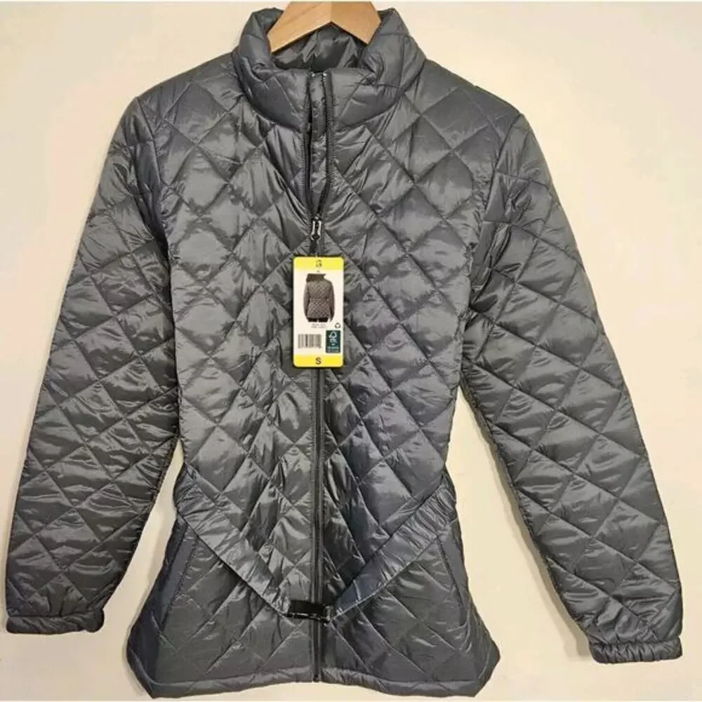 32 Degrees Ladies' Belted Diamond Quilt‎ Jacket / Color Teal / Size Small / NEW